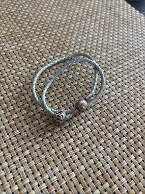 Pandora Leather Double-Wrap Bracelet with Decorative Charm